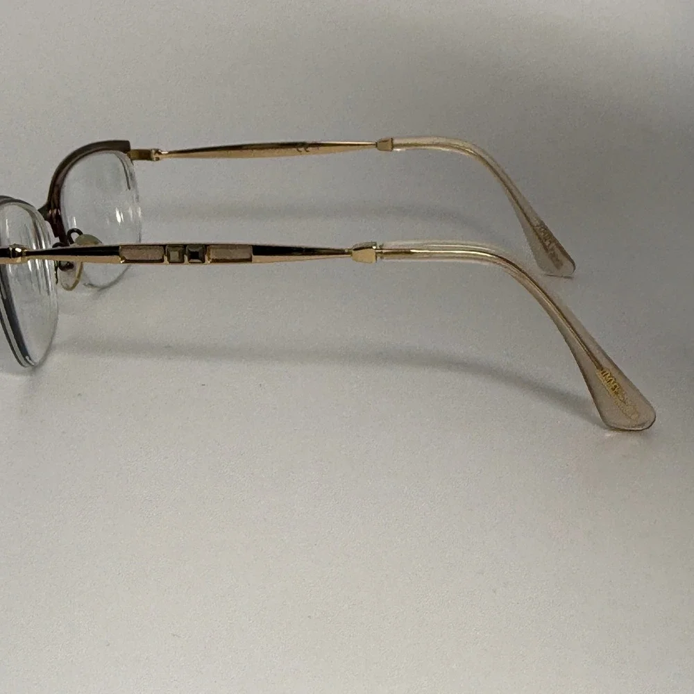 Jimmy Choo JC182 14W 140 Brown Gold Cat Eye Semi Rimless Eyeglasses Frames 22184